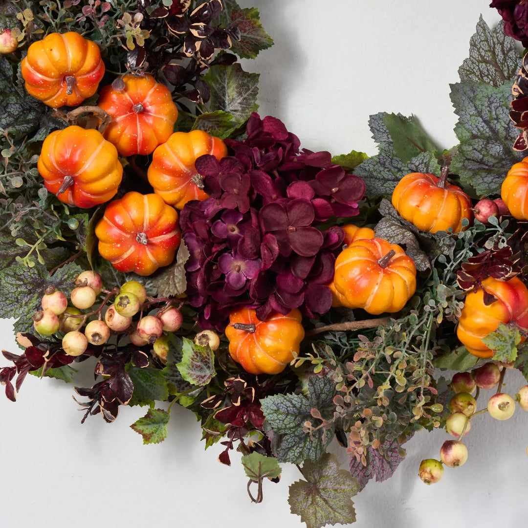 The Pumpkin Patch - Autumn Greenery & Berries Front Door  Fall Wreath Artificial Pumpkin Wreath Green Leaves for Front‎ Door Autumn Wreath main image 0