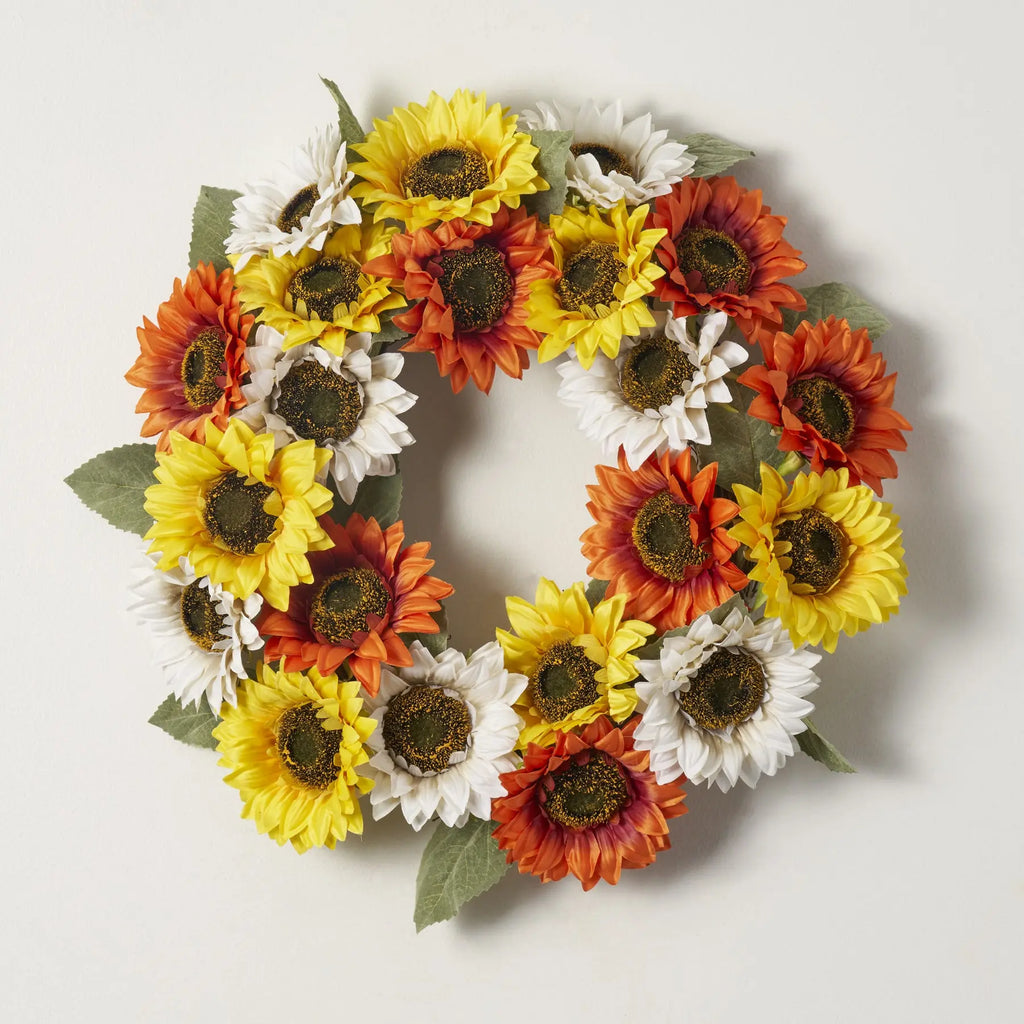 Yellow Orange & White Sunflower Fall Wreath | 22 Inch – Darby