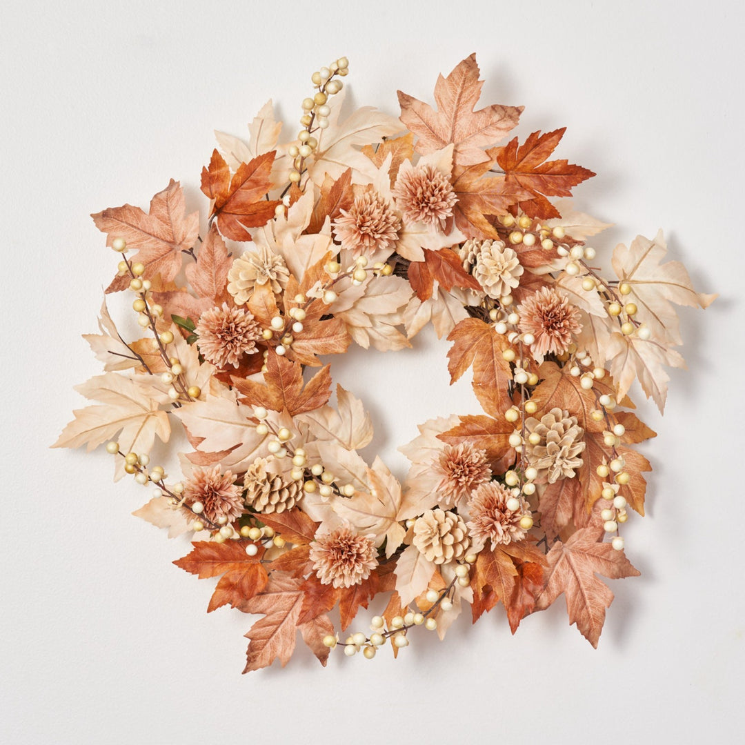 Elegant hot Bronze and Cream Maple Leaf Wreath