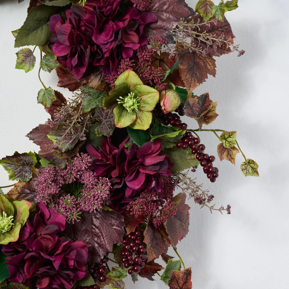 Merlot Ivy Medley with Fall Berry & Hydrangea Classic Autumn Front ...