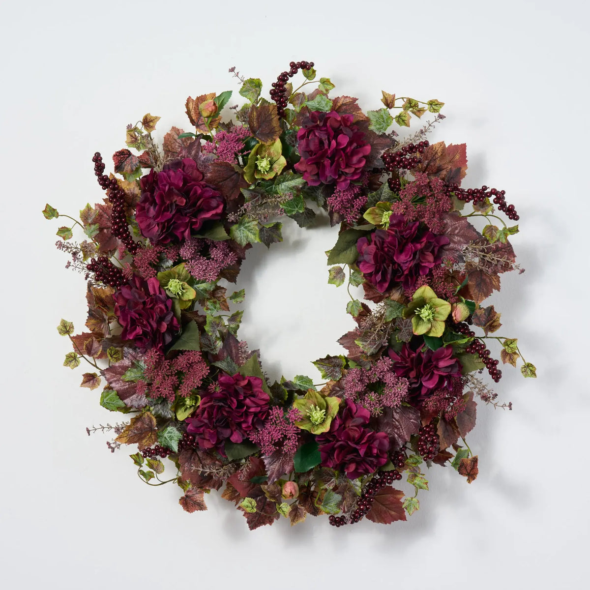 Merlot Ivy Medley with Fall Berry & Hydrangea Classic Autumn Front ...