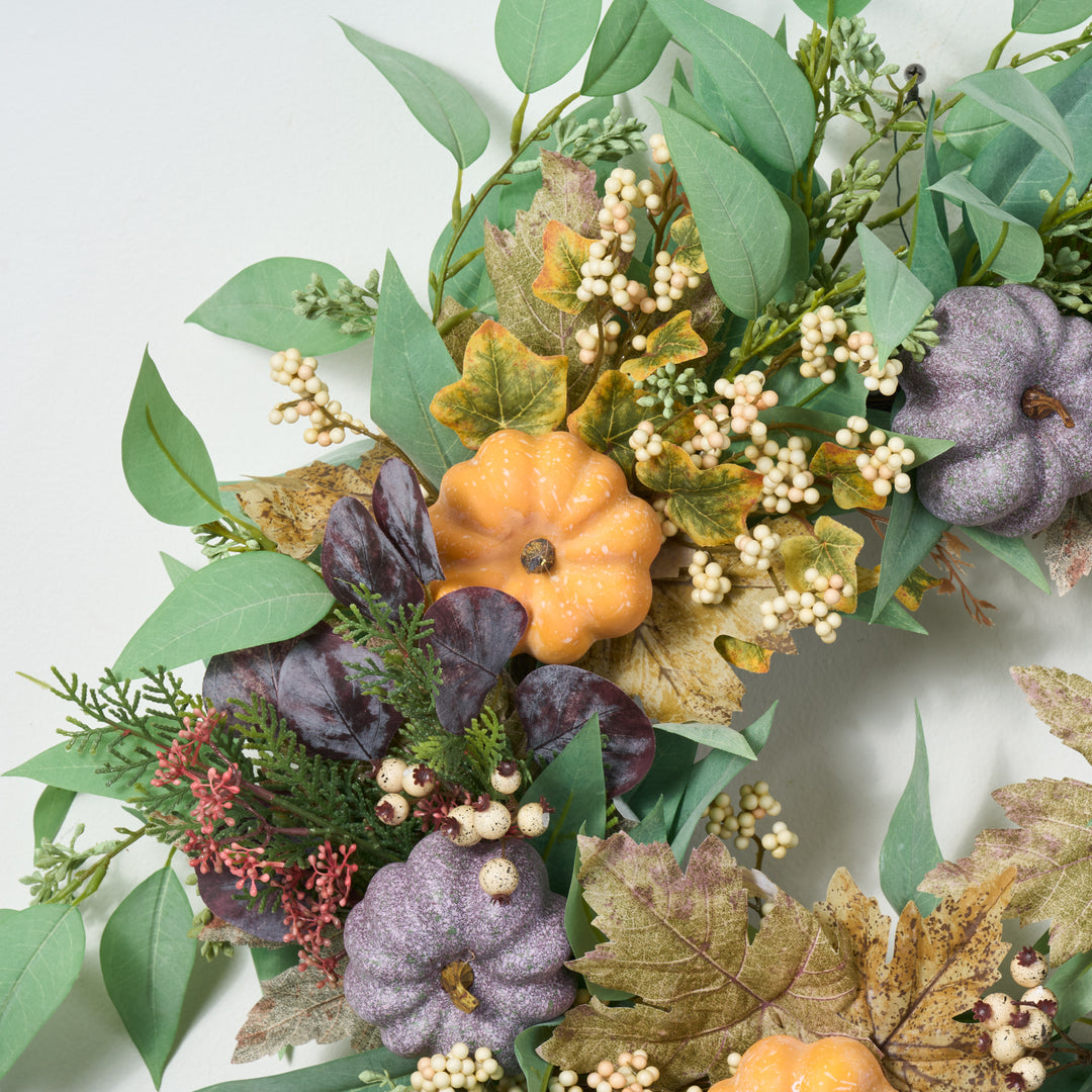 Fall Orange & Purple Pumpkin, Mixed Berry, Needle Leaf Eucalyptus