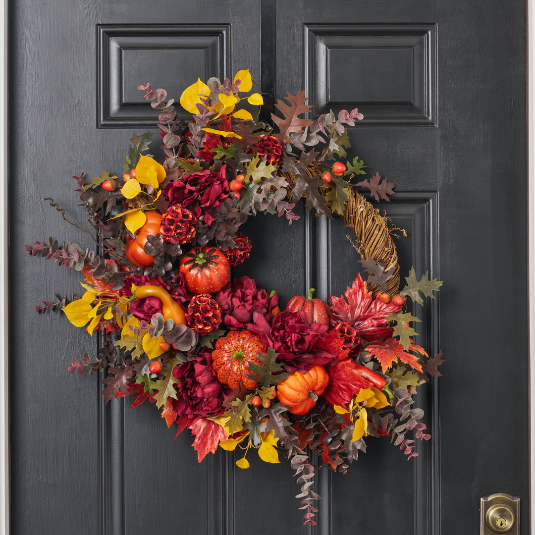 Magnolia Wreath w/ White Blossoms 24