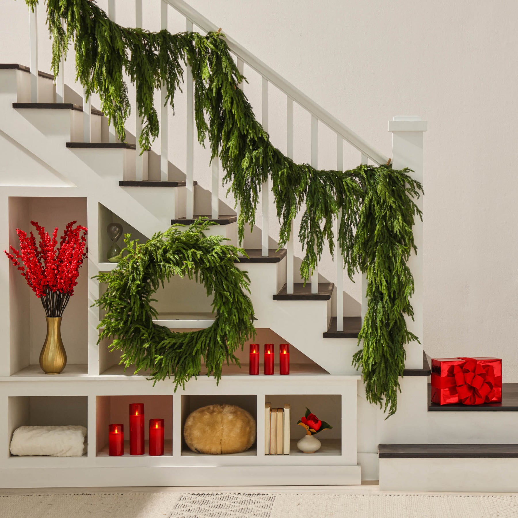 Draping Norfolk Pine Garland - Cascading Winter Christmas Greenery | 48 ...