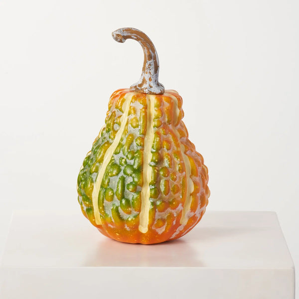 Large Orange & Green Textured Thanksgiving Harvest Gourd Fall Home