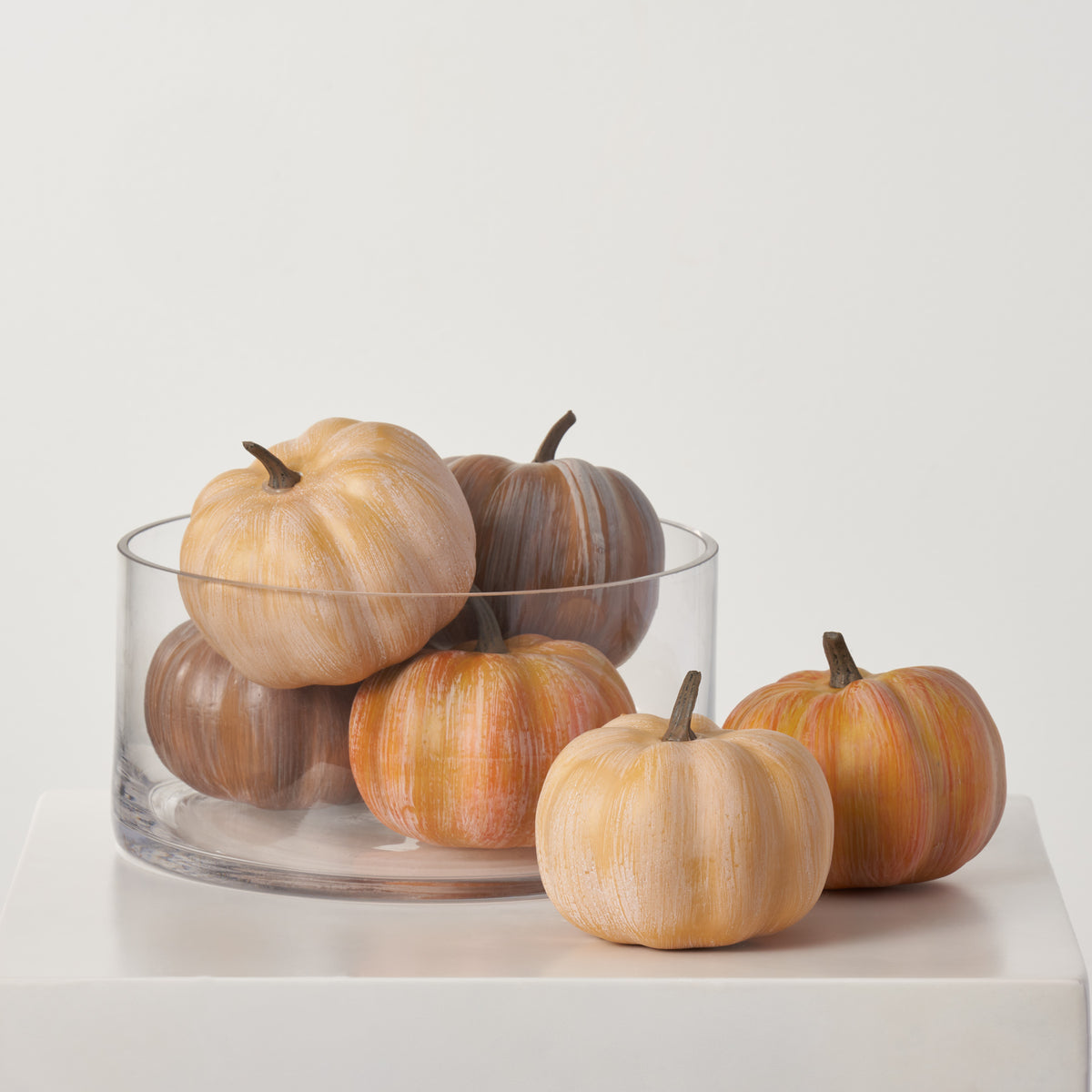 Thanksgiving Fall Harvest Weathered Orange Neutral Mix Pumpkin Set of 6