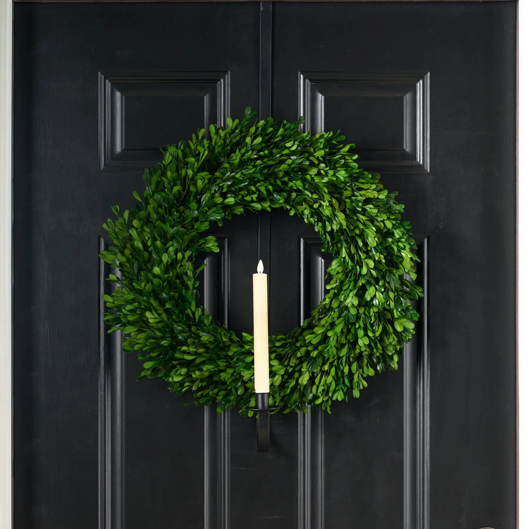 Natural Preserved Boxwood Wreath - Velvet Ribbon Everyday Decor