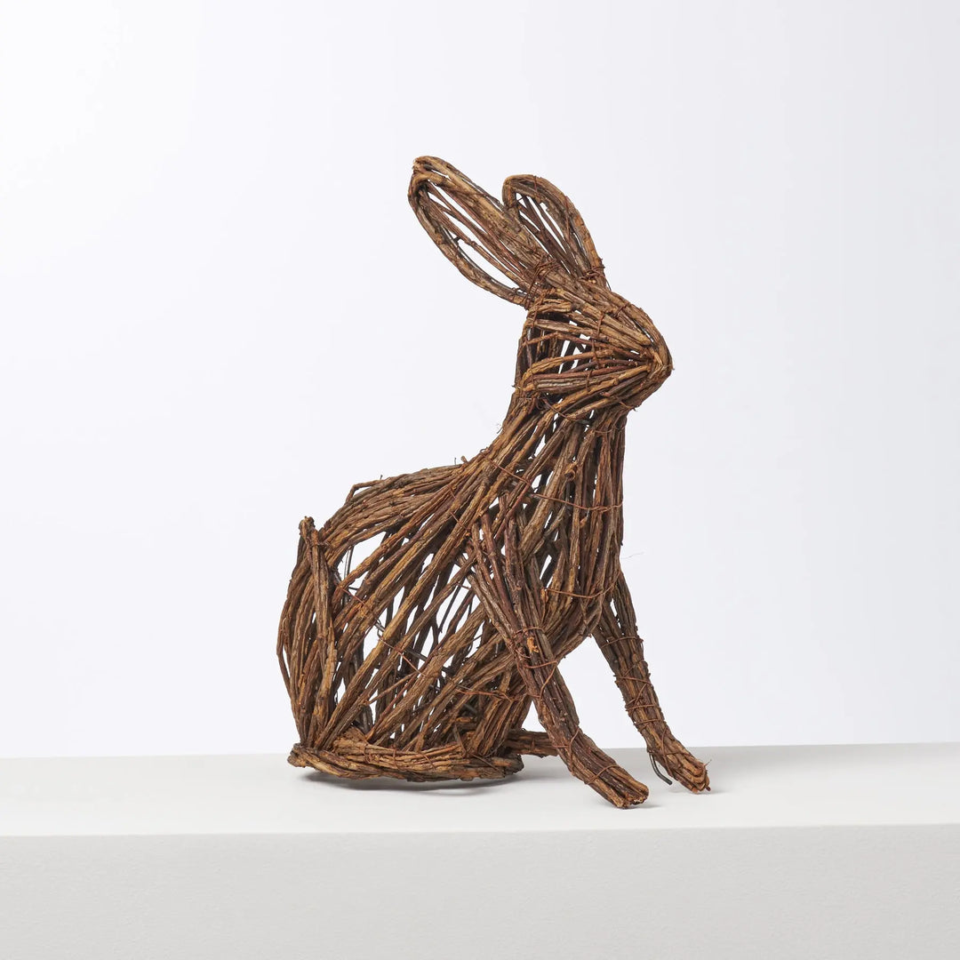 Natural Twig Woven Bunny Rabbit Decorative Easter Object - 3 Size