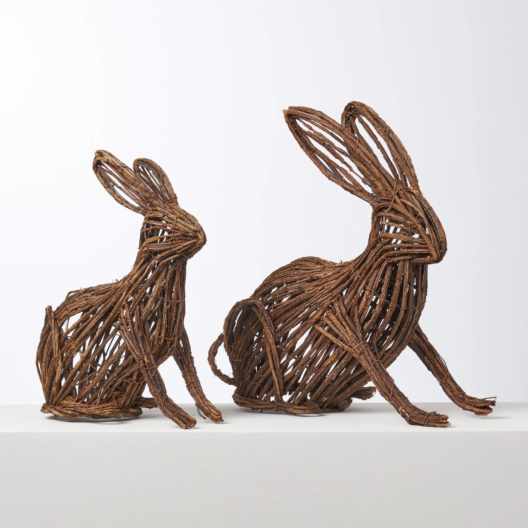 Natural Twig Woven Bunny Rabbit Decorative Easter Object - 3 Size