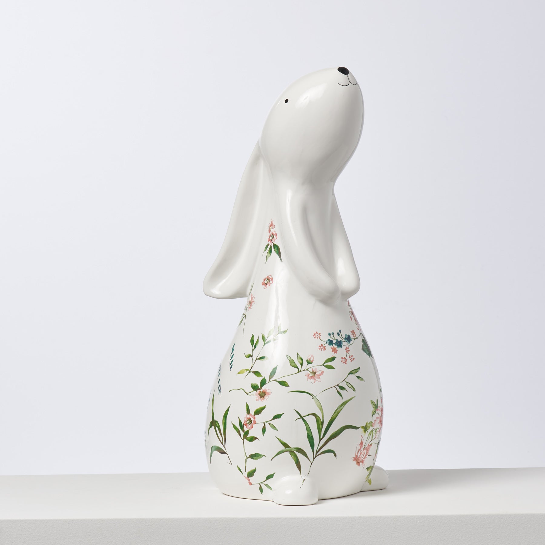 Ivory & Pink Ceramic Bunny Rabbit Figurine Easter Tabletop Home Decor ...