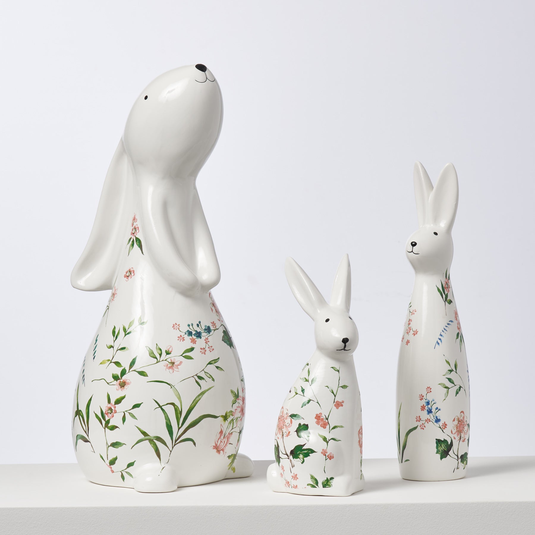 Ivory & Pink Ceramic Bunny Rabbit Figurine Easter Tabletop Home Decor ...