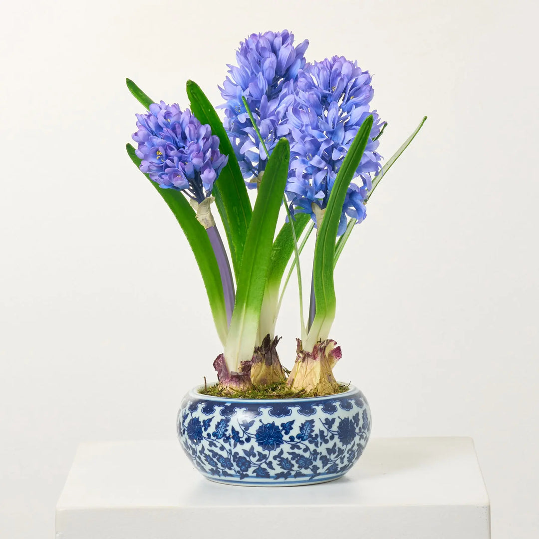 blue hyacinth house plant 14.5" Hyacinth in Ceramic Vase | Blue | Artificial | 2 pieces