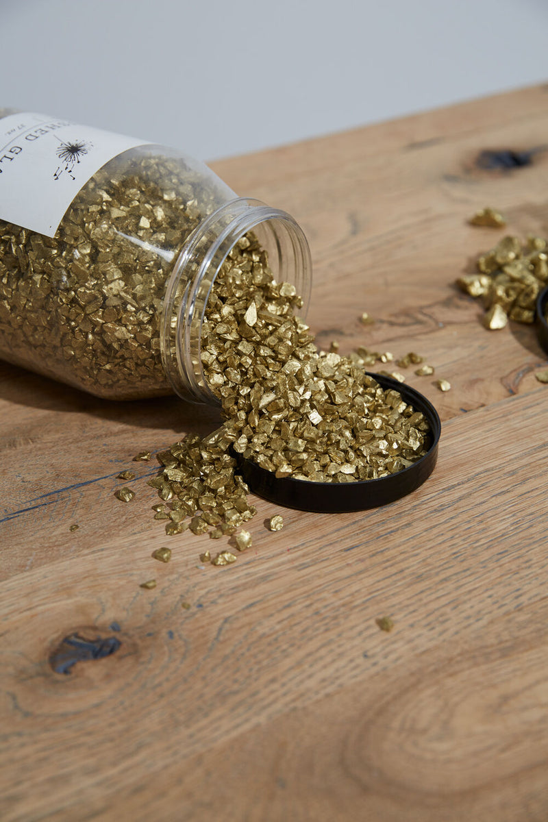 Crushed Glass In Antique Gold Houseplant Accent Bowl Filler - Availabl 