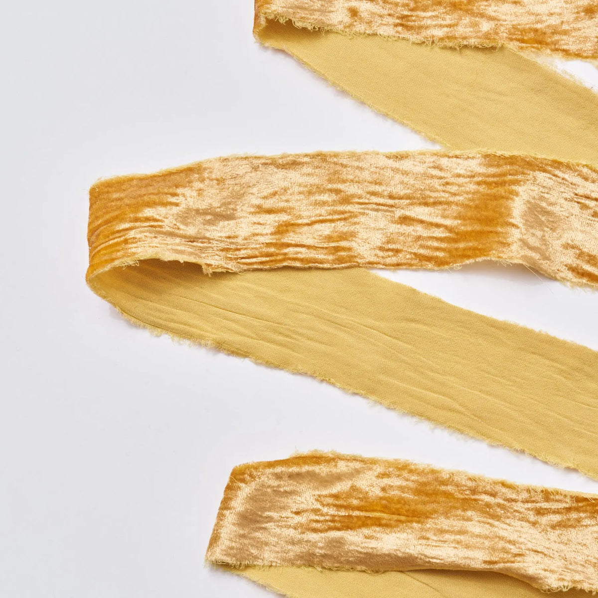 Golden Mustard Raw Edge Frayed Velvet Ribbon - Available in Spool or ...