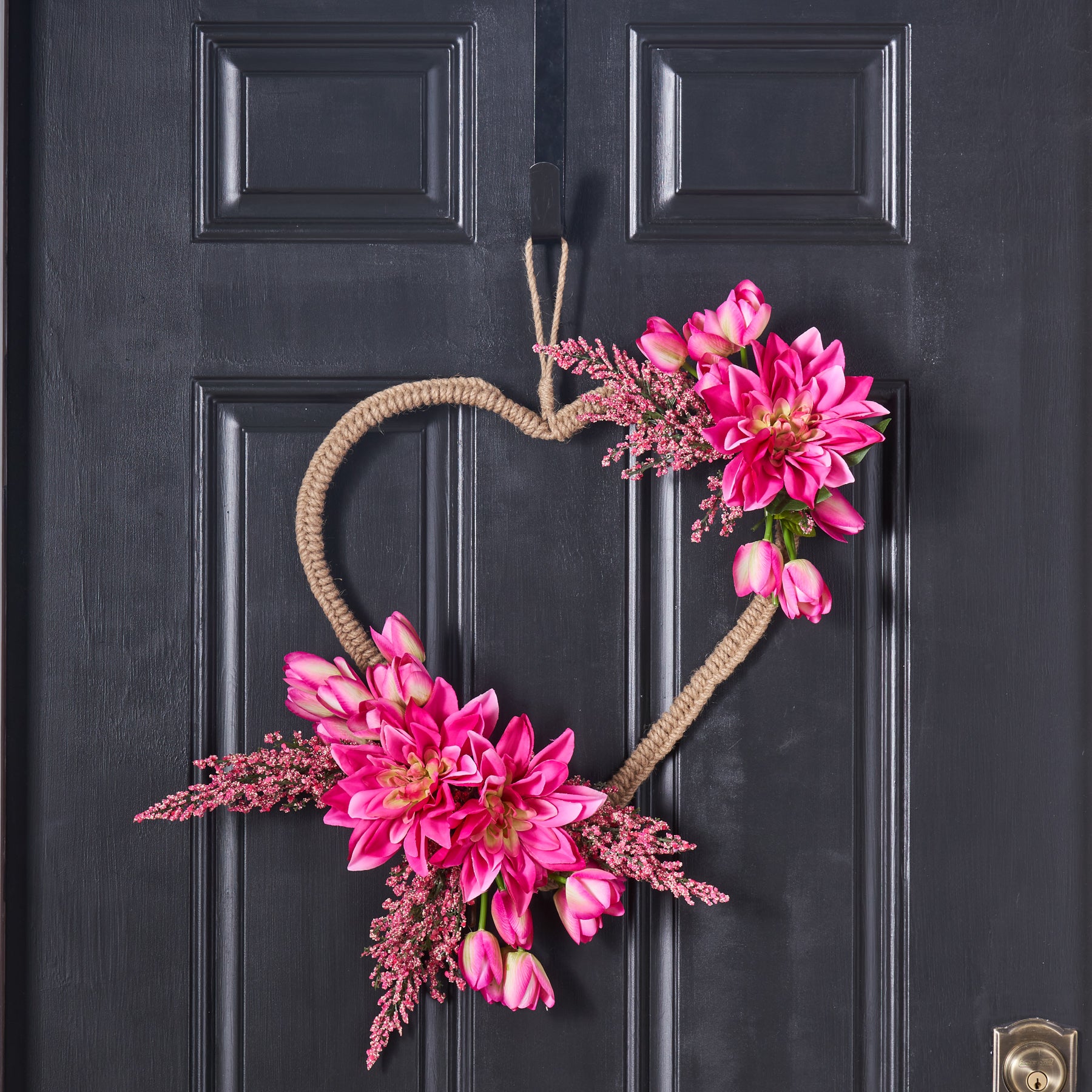 Tulip Heart Wreath for Front Door Valentine's Day Decor -  in