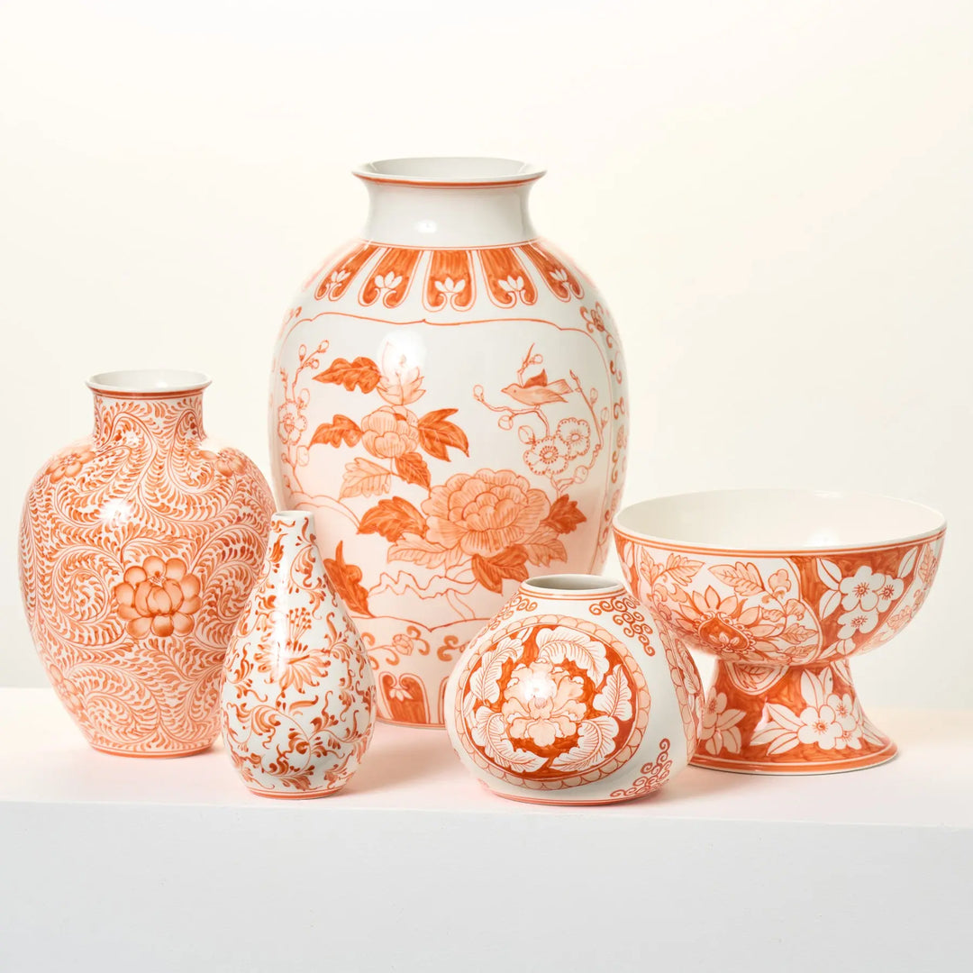 HandPaintedCoralOrangeChinoise