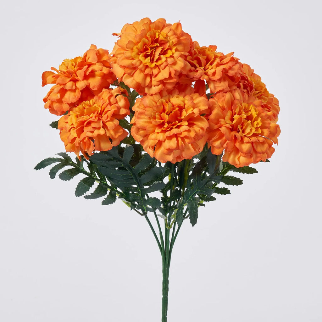 Orange Silk Marigold Bush Stem Bouquet 12