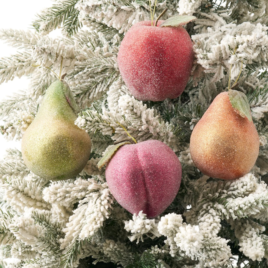 Sugar Frost Williamsburg Fruit Ornaments - Pear Plum Apple Set of