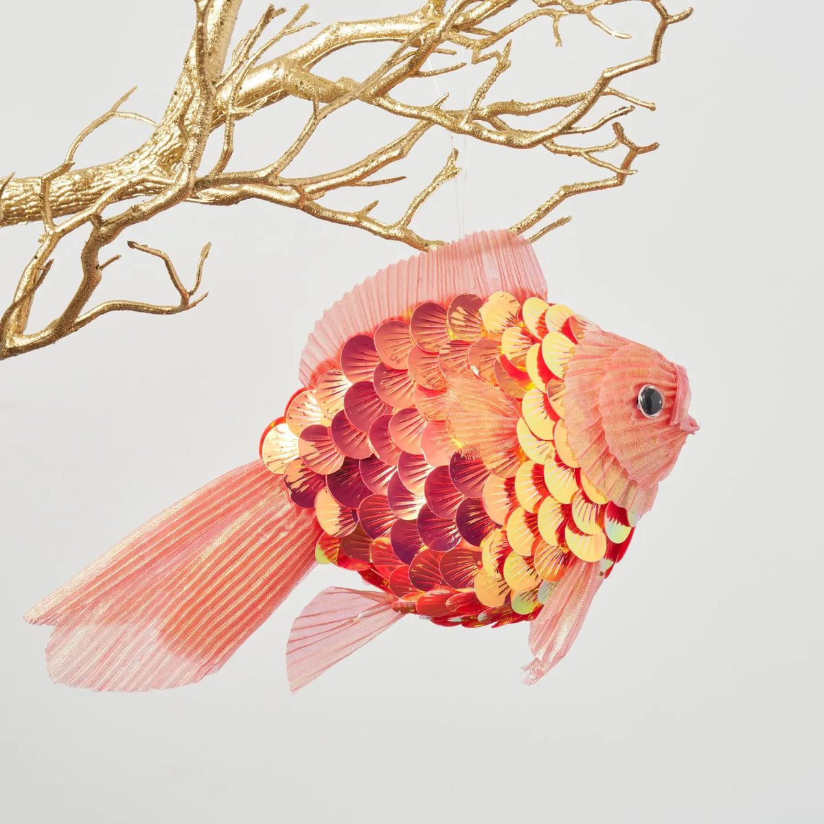 Coral Gold Fish Ornament - Sequin Scale Christmas 10