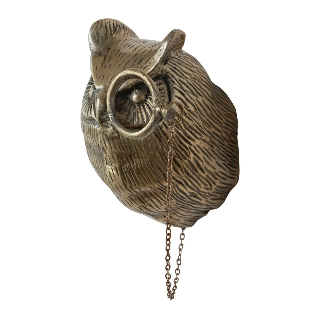 Harriet the Owl with Monocle Antique Brass Wall Mount | Eric +