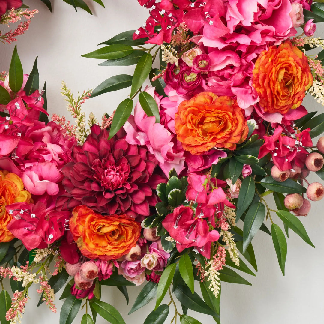 Faux Dahlia & Bougainvillea Wreath 24