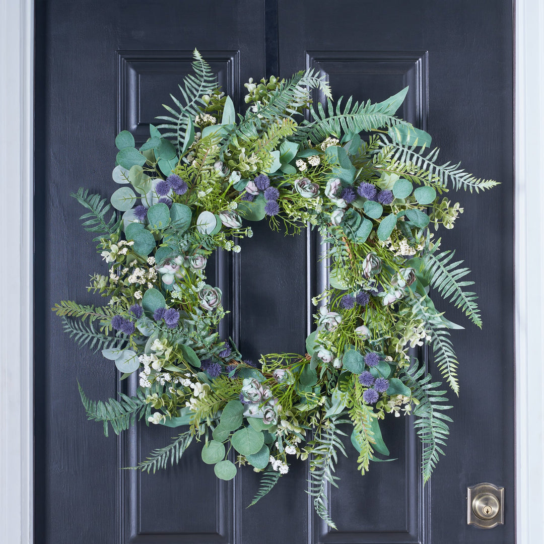 Mixed Green Eucalyptus Wreath with Cream Berries – buy Year Round Wreath