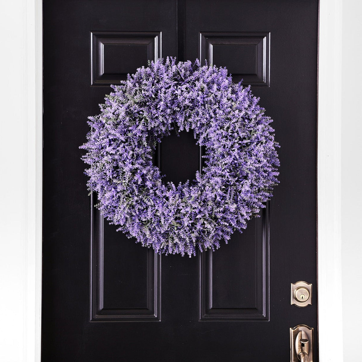 Lifelike Faux Garden Lavender Spring Summer Purple Front Door UV-Protected Outdoor Wreath