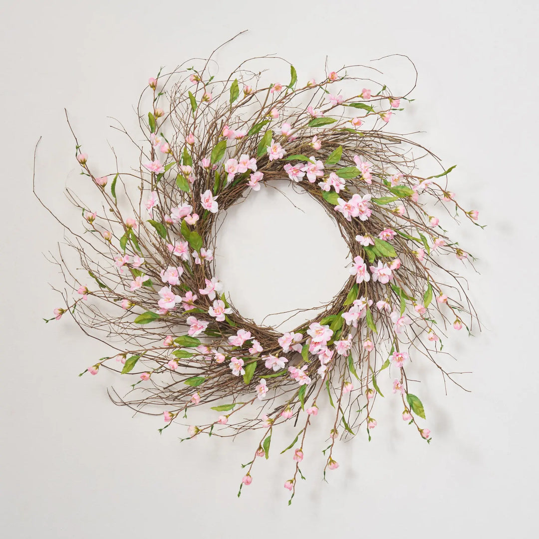 Light Pink Cherry Blossom Wreath - Handcrafted USA | Birch Twig