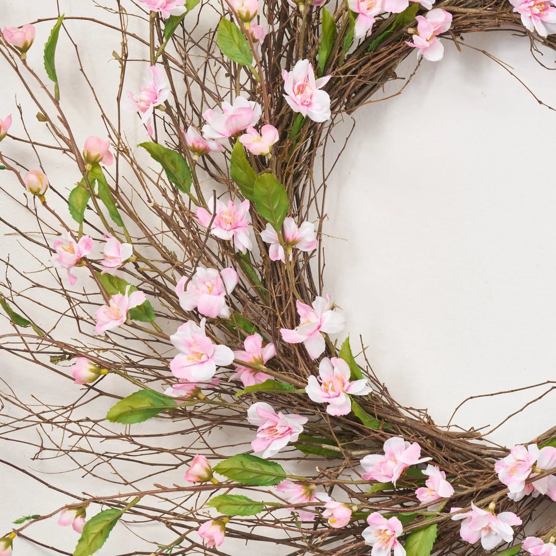 Light Pink Cherry Blossom Wreath - Handcrafted USA | Birch Twig