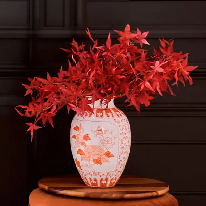 Burgundy Red Foliage Faux Japanese Maple Leaf Branch Spray - 27