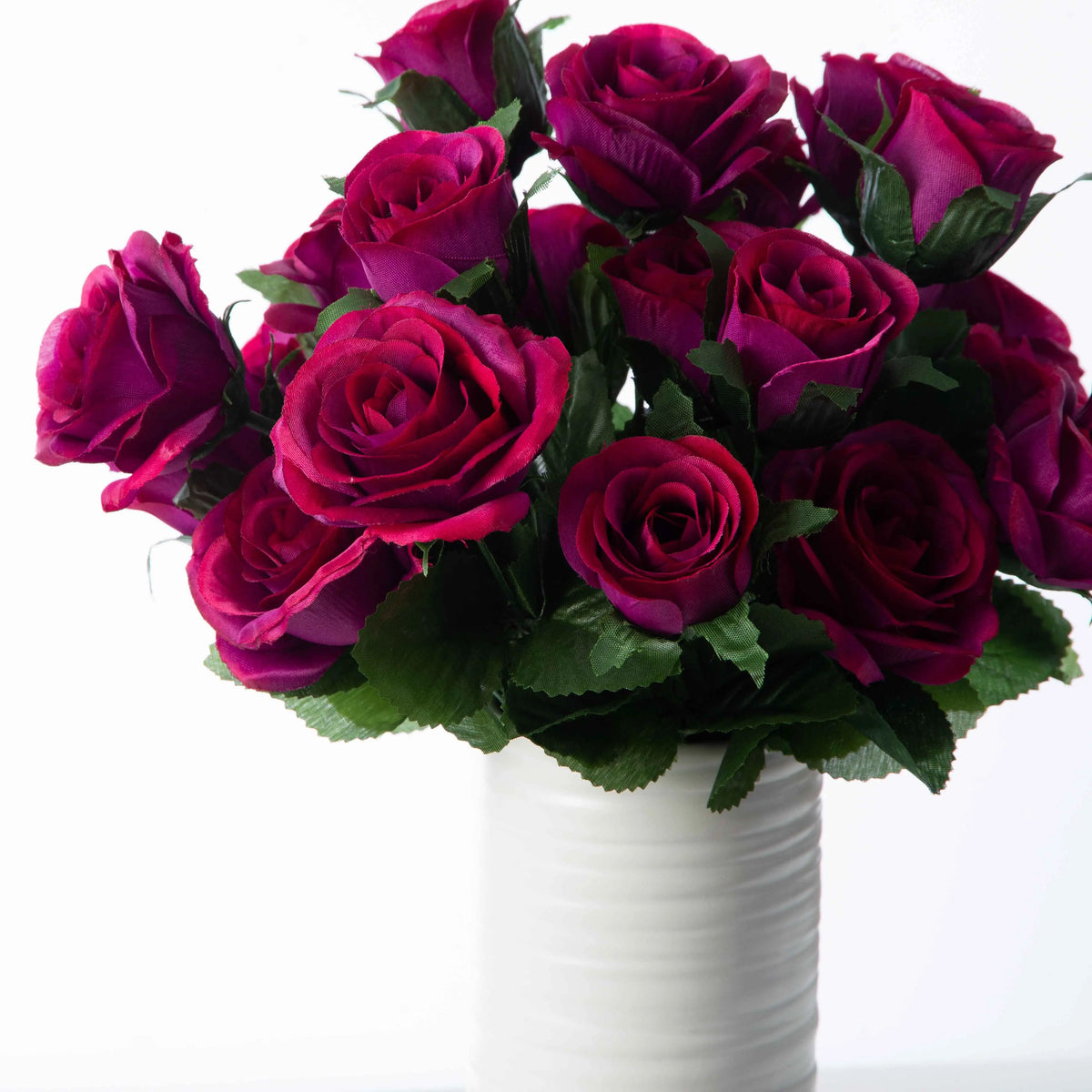 Cb Roses Magenta Mixed Rose & Bud Faux Silk Floral Arrangement in White – Darby ...