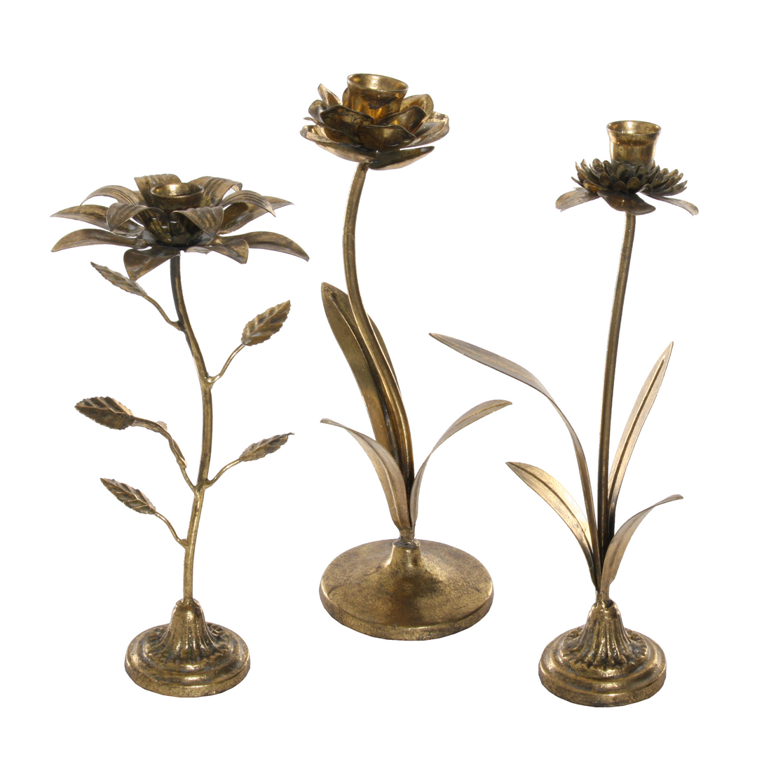 Vintage brass Lotus flower store candle holder