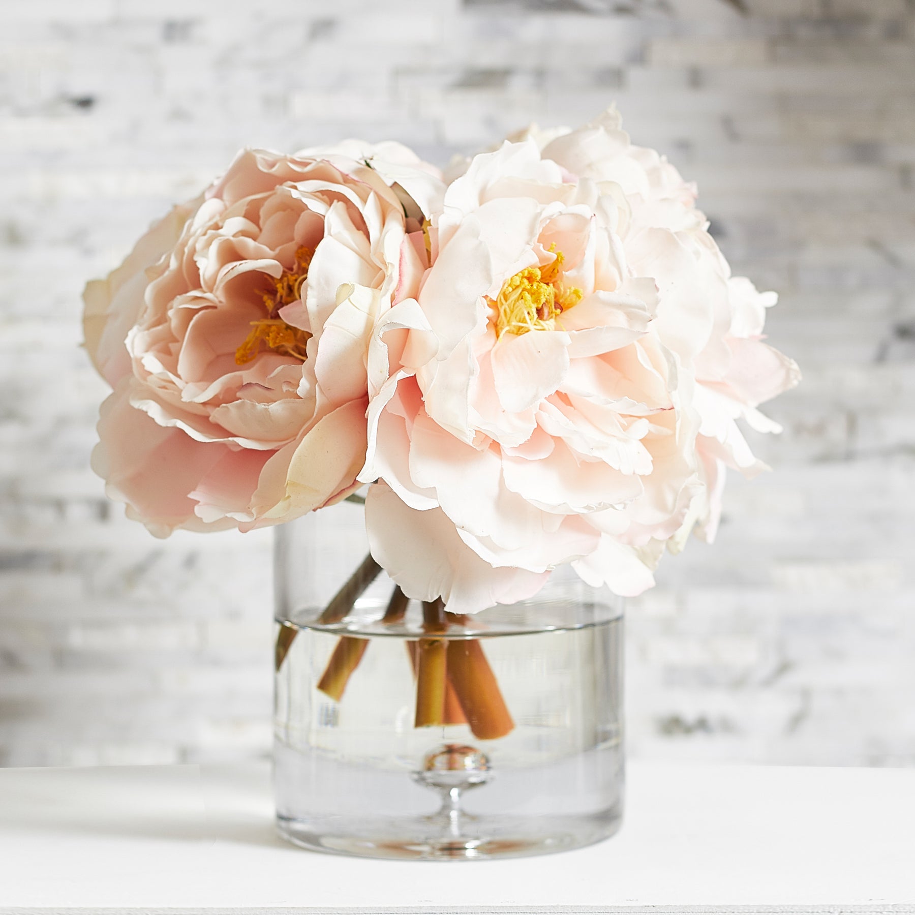 Blush Real Touch Peony Floral Arrangement in Clear Glass Vase – Darby Creek  Trading
