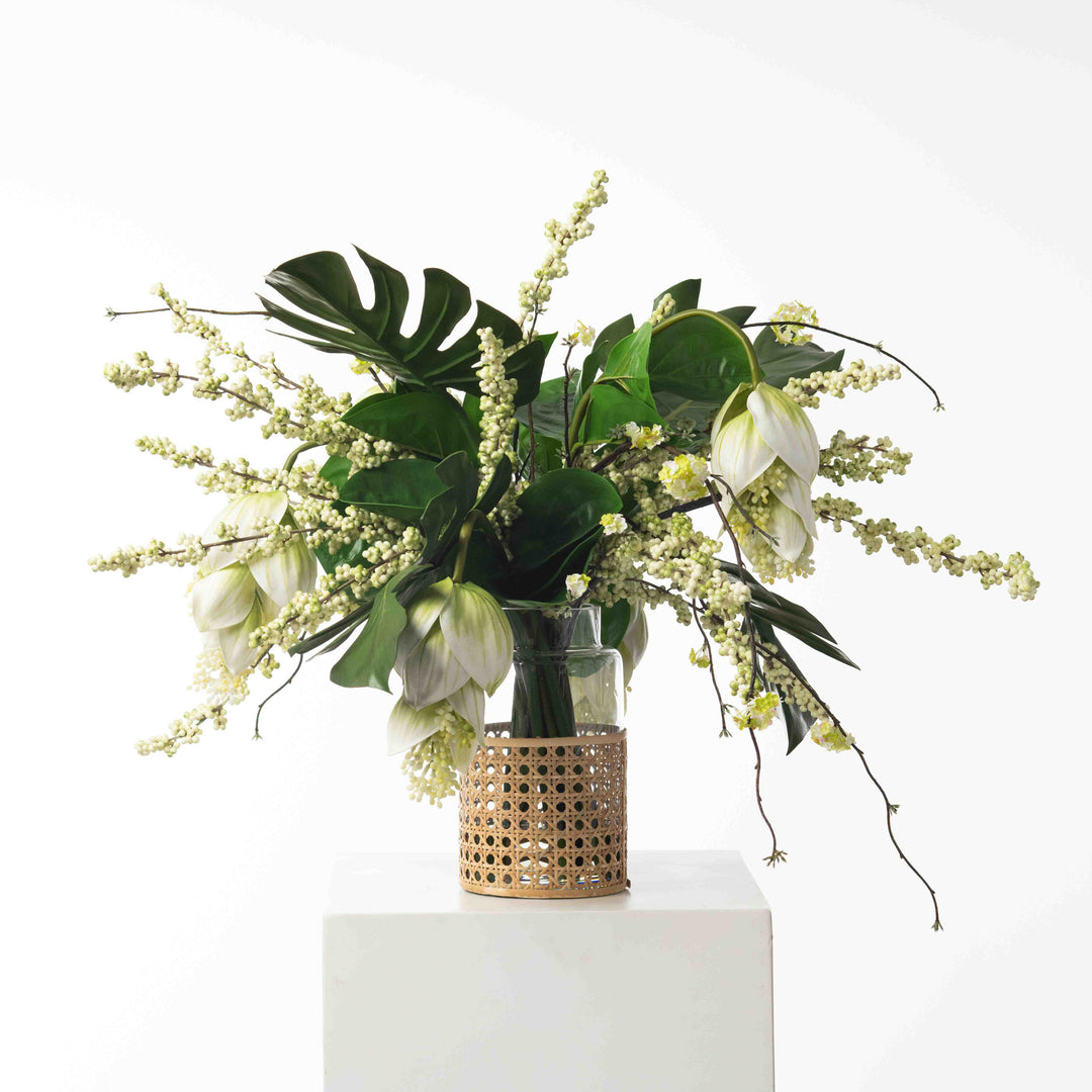 Cerise Flowers Pumpkin Arrangement