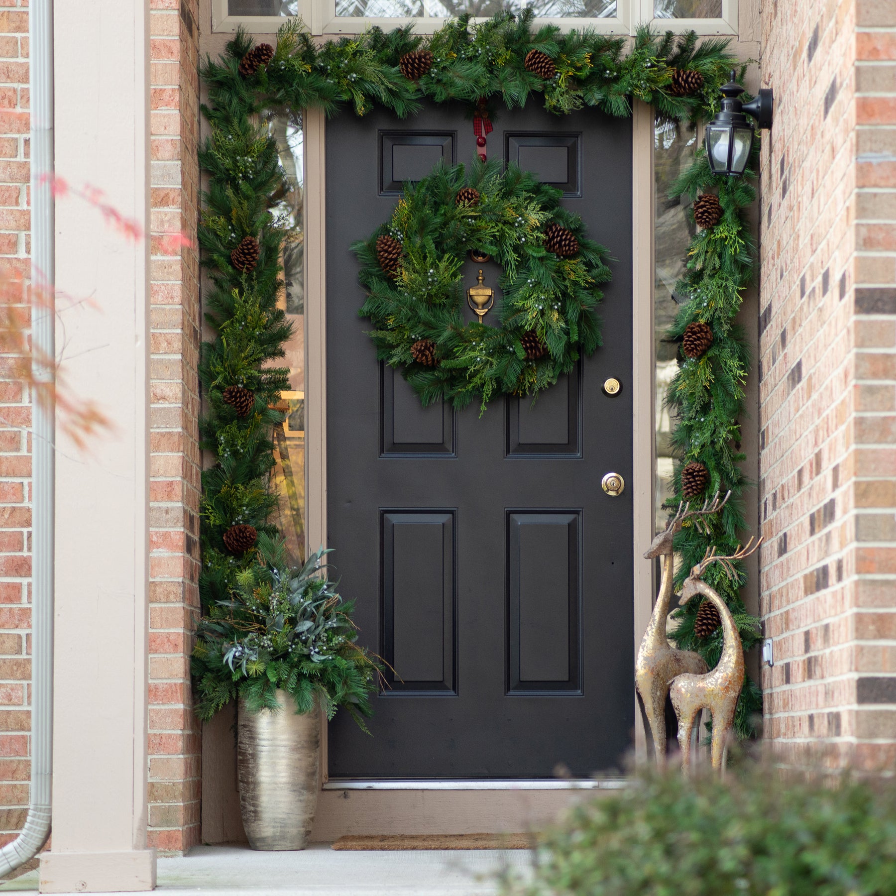Classic Holiday Greens & Pinecone Front Door Christmas Wreath – Darby ...