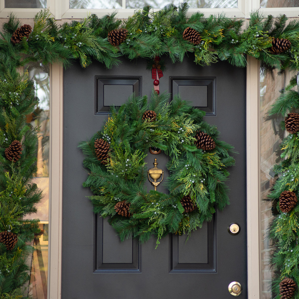 Classic Holiday Greens And Pinecone Front Door Christmas Wreath Darby Creek Trading 9898