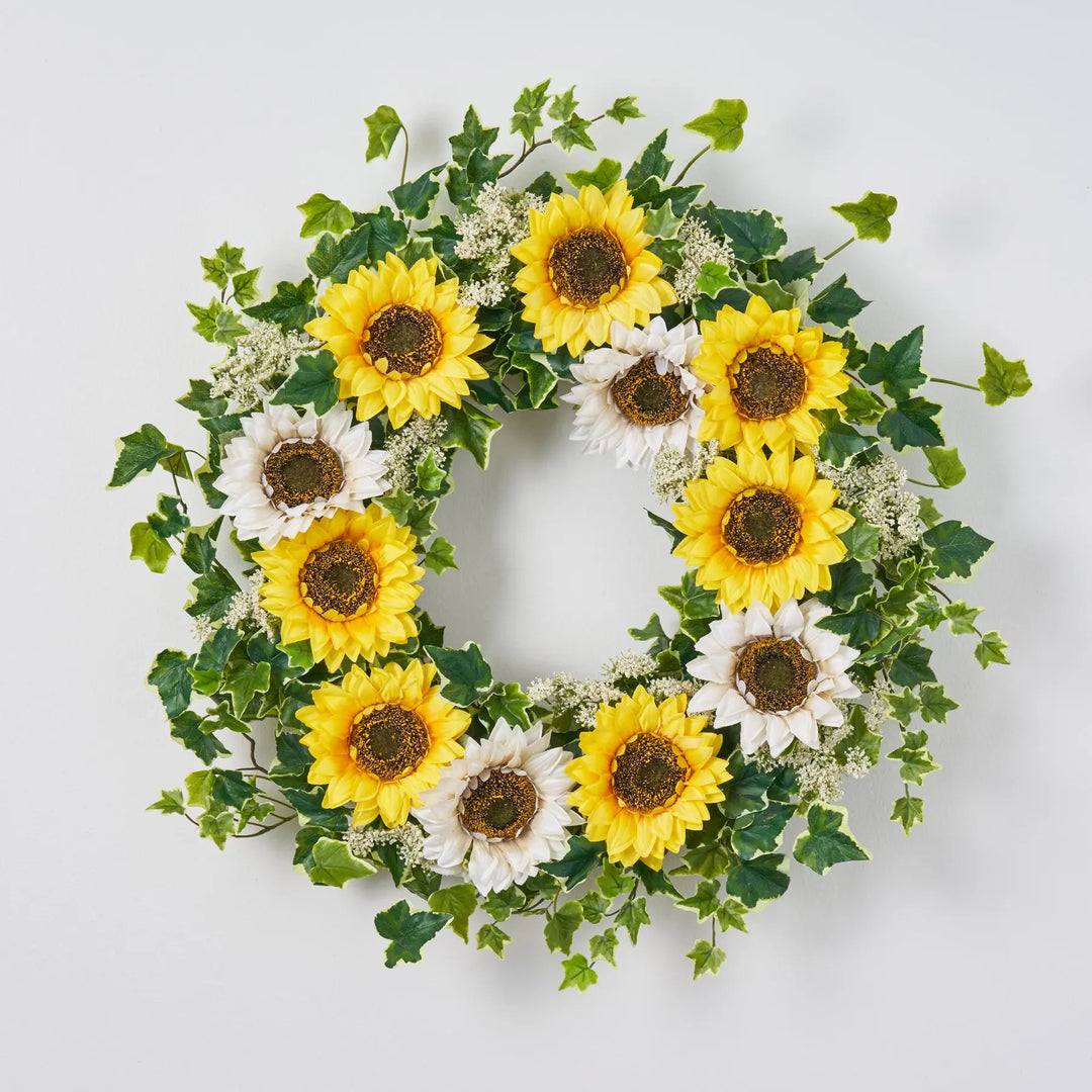 Sunflower, English Ivy, & Queen Anne's Lace Summer Estate Wreath