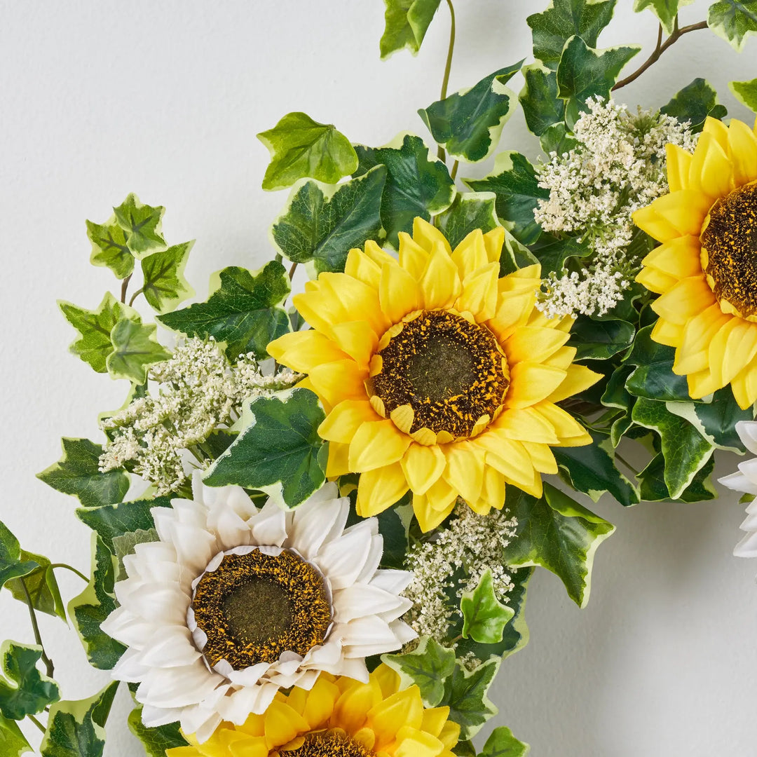 Sunflower & Queen Anne's Lace Summer Estate Wreath 26