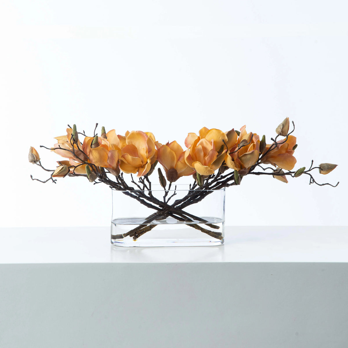 Golden Hour Magnolia Branch Blooms in Oval Pocket Vase Everyday Spring ...