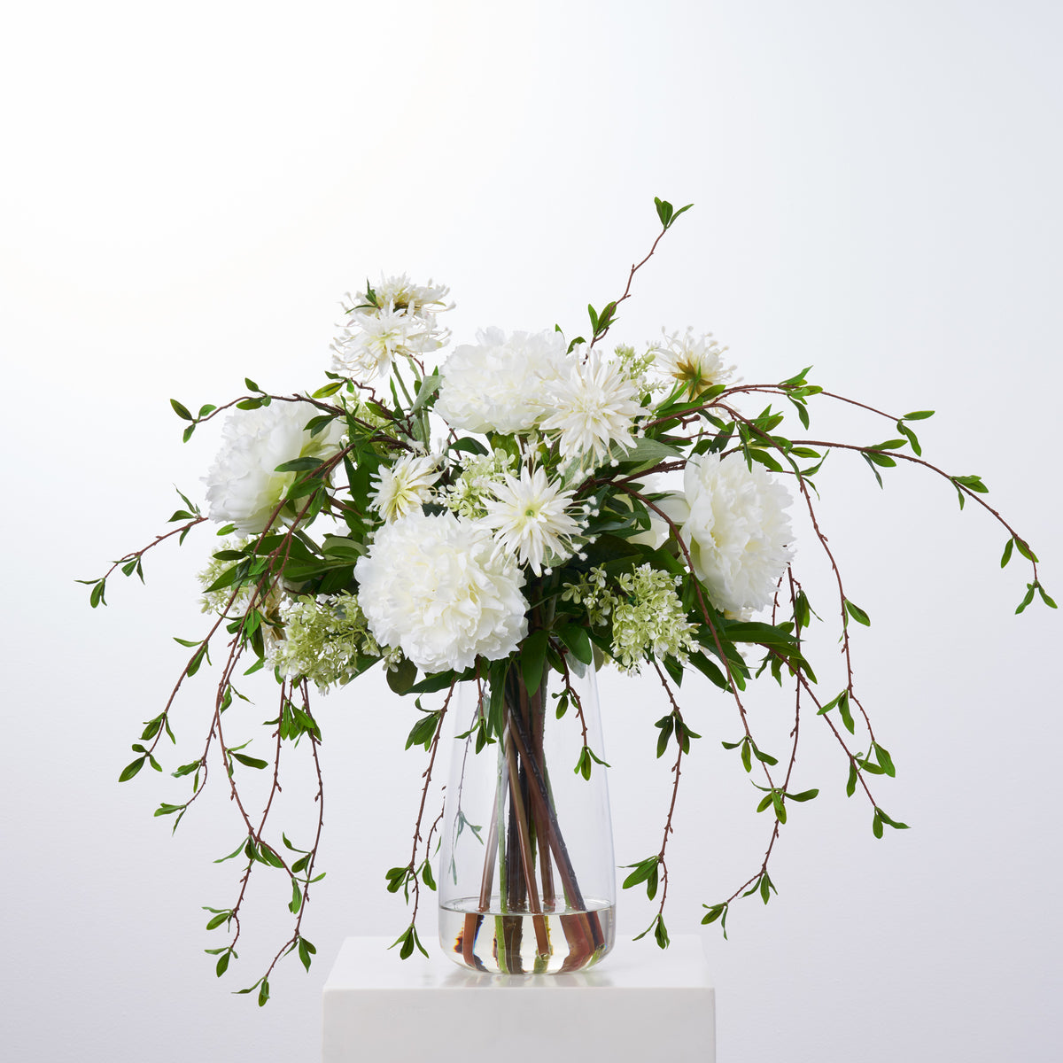 Whimsical Whites - Giant Ruffle Peony, Tropical Spider Mum & Lilac wit ...