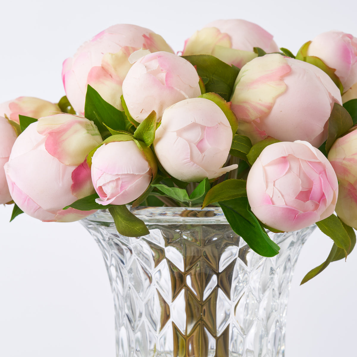 Peony Parfait Real Touch Peony Buds In Cut Glass Style Urn 3 Color