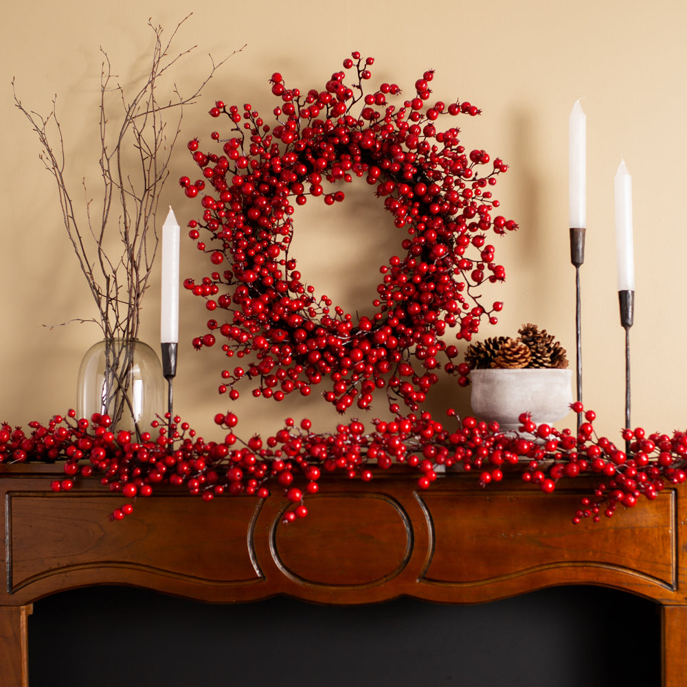  Winlyn 6' Christmas Artificial Snowy Cedar Garland Frosted Pine  Garland with Pine Cones Red Berries Winter Greenery Garland Christmas  Winter Wedding Table Runner Centerpiece Mantel Holiday Home Decor : Home 