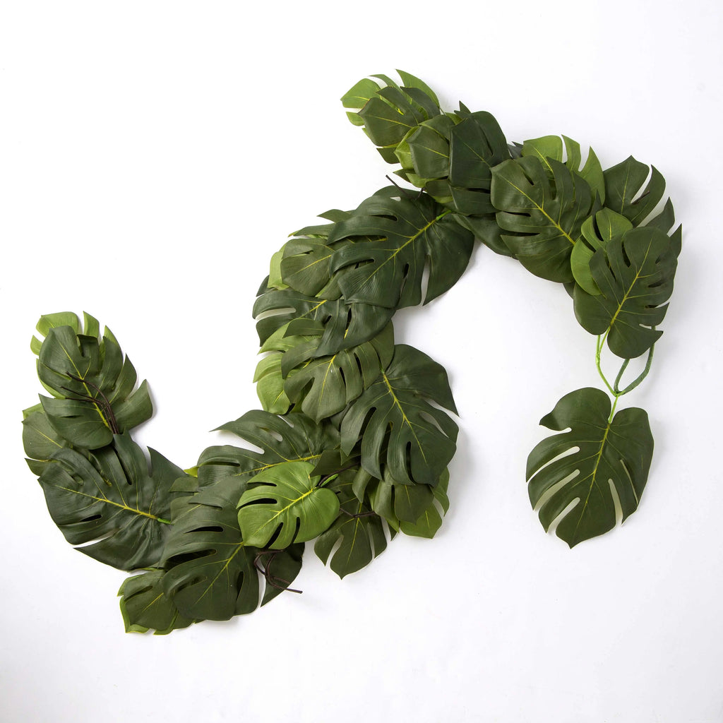 monstera garland Split Philodendron Monstera Leaf Green Tropical Table Runner Mantle – Darby Creek Trading