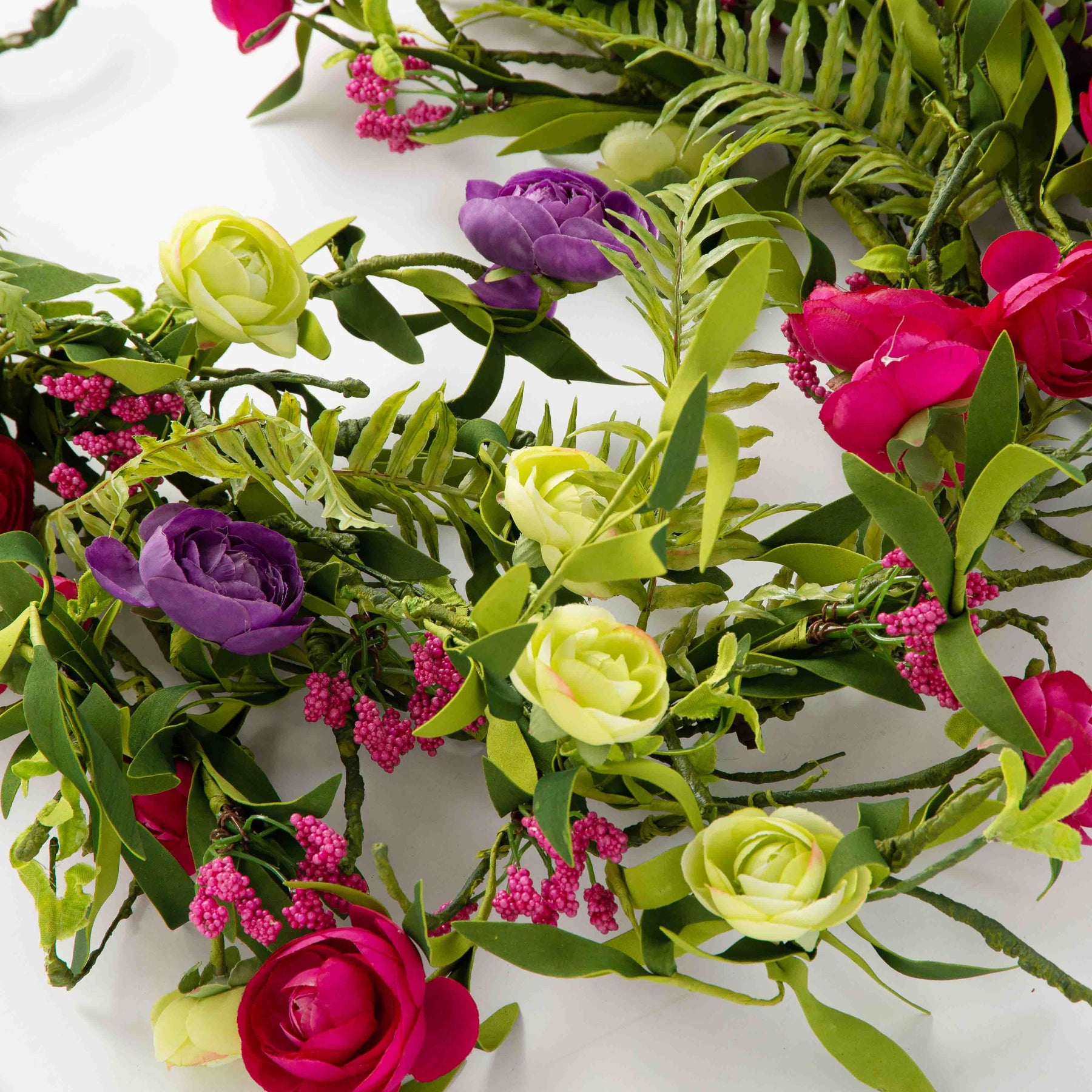 Magenta Ranunculus Mixed Magenta, Purple & Green Wild Ranunculus with Fern Spring Summer ...