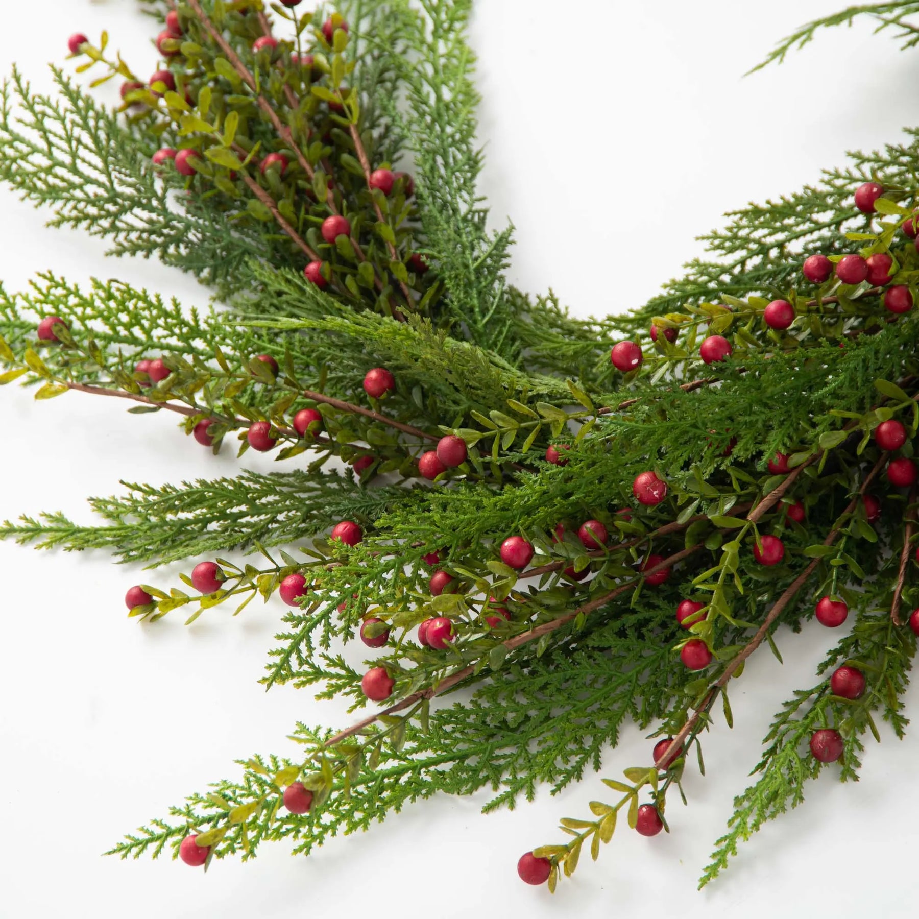 Wild Cranberry & Cedar Greenery Christmas Table Runner Mantle Garland ...