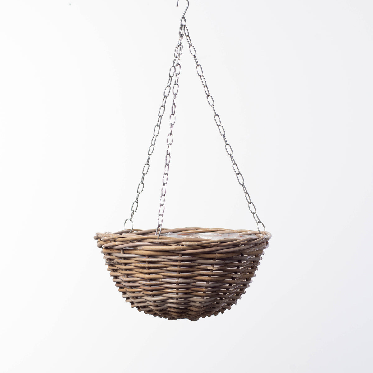 Large Natural Rattan Hanging Planter with Liner Darby Creek Trading