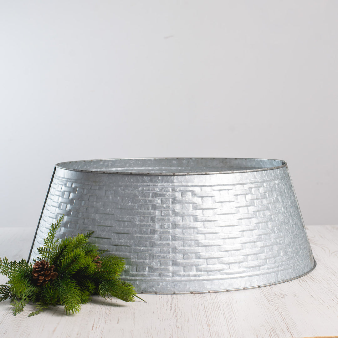 Textured Galvanized Metal Christmas Tree Collar – Darby Creek Trading