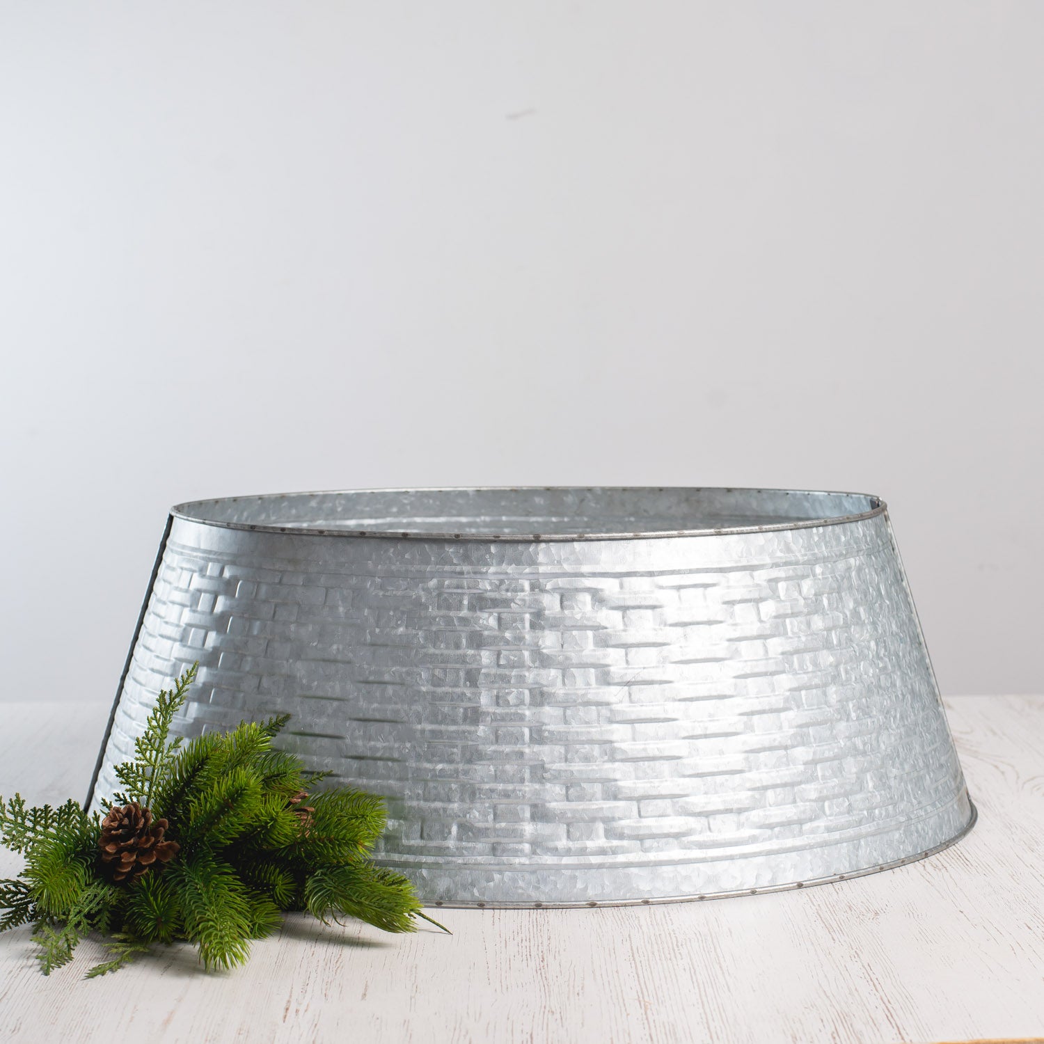 Textured Galvanized Metal Christmas Tree Collar Darby Creek Trading