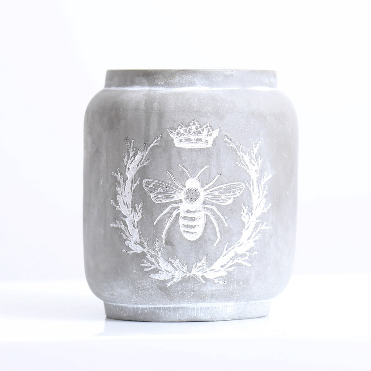Queen Bee Engraved Gray & White Concrete Planter Pot – Darby Creek Trading