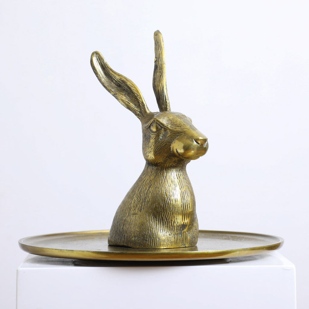 Eric Hare Antiqued Golden Bronzed Easter Bunny Rabbit Platter Eric + E –  Darby Creek Trading